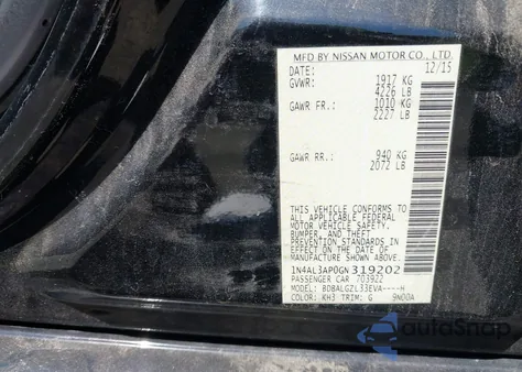 2016 Nissan Altima 2.5 S from USA, damaged, VIN 1N4AL3AP0GN319202